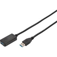 Digitus Cable de extensión USB 3.2 Gen 1 activo, 5 metros, Cable alargador negro