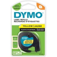 Dymo LT plástico etiquetas | Negro sobre amarillo | 12 mm x 4m | para las etiquetadoras LetraTag | autoadhesivo, Cinta de escritura Negro sobre amarillo, Poliéster, Bélgica, DYMO, LetraTag 100T, LetraTag 100H, 1,2 cm