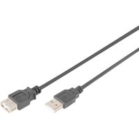 Digitus Cable de extensión USB 2.0, conector USB-A > enchufe USB-A, Cable alargador negro
