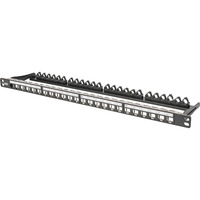 Digitus Panel de parcheo modular de alta densidad, 24 puertos, montaje en rack, apantallado, Patch Panel negro