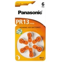 Panasonic V13 6-BL (PR48/PR13H) Batería de un solo uso Zinc-Aire Batería de un solo uso, Zinc-Aire, 1,4 V, 6 pieza(s), 310 mAh, Plata