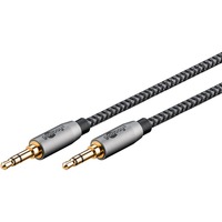 goobay Cable de conexión de audio Plus AUX 3,5mm estéreo negro/Plateado