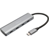 Digitus USB-C de 4 puertos, Hub USB plateado