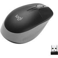 Logitech M190 Ratones, Ratón negro/Gris, Ambidextro, Óptico, RF inalámbrico, 1000 DPI, Gris