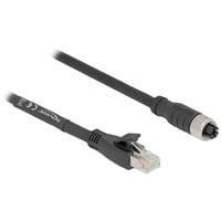 DeLOCK Cable M12 codificado X con conector hembra de 8 pines > conector RJ-45, Cat.5e S/FTP negro