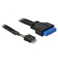 DeLOCK USB 3.0 19 pin - USB 2.0 8 pin 60cm Negro, Adaptador negro, 0,6 m, Negro