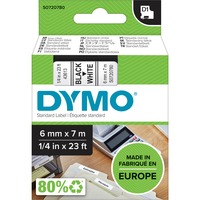 Dymo D1 - Etiquetas estándar - Negro sobre blanco - 6mm x 7m, Cinta de escritura Negro sobre blanco, Poliéster, Bélgica, -18 - 90 °C, DYMO, LabelManager, LabelWriter 450 DUO