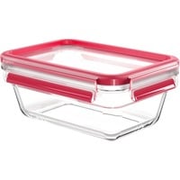 Emsa CLIP & CLOSE N10408 Rectangular Caja 0,85 L Transparente 1 pieza(s) transparente/Rojo, Caja, Rectangular, 0,85 L, Transparente, Vidrio, 420 °C