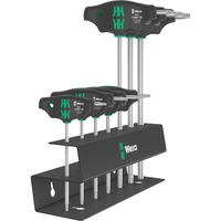 Wera Set 467/7 de destornilladores hexagonales HF con mango transversal + soporte, 7 piezas negro/Verde