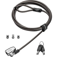Kensington Candado con llave tres en uno ClickSafe 2.0 para portátiles (Llave de supervisor), Castillo negro, 1,8 m, Kensington, Llave, Acero al carbón, Negro
