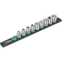 Wera Barra magnética para dados B 4 Zyklop Juego de dados para llave de vaso 3/8", Llave de tubo negro/Verde