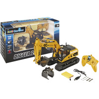 Revell 24924 RC Bagger mit 6-CH 2.4 GHz Fernsteuerung, Outdoor-tauglich, Schaufel und Baumgreifer aus Metall, griffiger Kettenantrieb, Originalgetreu, einzeln steuerbare Teile-Digger 2.0, bunt, Radiocontrol amarillo/Negro, Outdoor-tauglich, Schaufel und Baumgreifer aus Metall, griffiger Kettenantrieb, Originalgetreu, einzeln steuerbare Teile-Digger 2.0, bunt, 96 año(s), Plástico