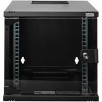 Digitus Caja de montaje en la pared 254 mm (10") - 312x300 mm (WxD), Armario IT negro, Bastidor de pared, 6U, 30 kg, Bloqueo del teclado, 5,33 kg, Negro