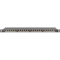 Digitus Panel de parcheo de alta densidad CAT 6A, clase E, 24 puertos, Patch Panel negro