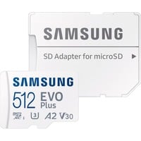 Samsung MB-MC512S 512 GB MicroSDXC UHS-I, Tarjeta de memoria blanco, 512 GB, MicroSDXC, UHS-I, 160 MB/s, Class 3 (U3), V30