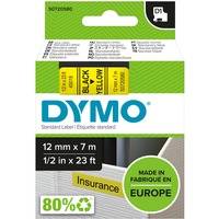 Dymo D1 - Etiquetas estándar - Negro sobre amarillo - 12mm x 7m, Cinta de escritura Negro sobre amarillo, Poliéster, Bélgica, -18 - 90 °C, DYMO, LabelManager, LabelWriter 450 DUO