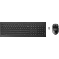 HP Teclado y ratón inalámbricos recargables 950MK, Juego de escritorio negro, Completo (100%), RF inalámbrico, Interruptor mecánico, Negro, Ratón incluido