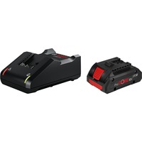 Bosch 1 600 A01 U7U cargador y batería cargable Juego de cargador y baterías, Conjunto negro, Juego de cargador y baterías, Ión de litio, 4 Ah, 18 V, Bosch, Negro