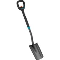 GARDENA 17020-20 pala y paleta Pala de metal con cabeza puntiaguda ergonómica para drenaje Acero inoxidable Negro, Palas gris/Turquesa, Pala de metal con cabeza puntiaguda ergonómica para drenaje, Acero inoxidable, Negro, Con forma de D, Monocromo, 1260 mm