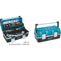 Hazet 190L-2 pieza pequeña y caja de herramientas Plástico Negro, Azul azul/Negro, Caja de herramientas, Plástico, Negro, Azul, Bisagra, 250 mm, 470 mm