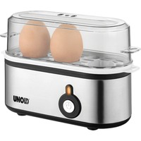 Unold 38610 cuecehuevos 3 huevos 210 W Acero inoxidable, Hervidor de huevos plateado/Transparente, 202 mm, 84 mm, 134 mm, 500 g, 220-240 V, 50 - 60 Hz