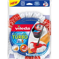 Vileda Turbo 2in1 Cabezal de fregona Rojo, Blanco, Limpiador de suelo blanco/Rojo, Cabezal de fregona, Rojo, Blanco, Microfibra, Poliamida, 1 pieza(s), 160 g, 300 mm