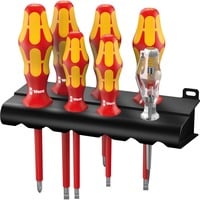 Wera 160 i/7 Rack Juego de destornilladores rojo/Amarillo, Kraftform Plus Serie 100 + Buscapolos + Bandeja