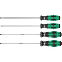 Wera 335/350/355/4 Juego Destornillador combinado negro/Verde, Kraftform Plus Lasertip + Bandeja