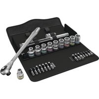 Wera 8100 SC 7 Juego de carraca Zyklop, Kit de herramientas Metal, cuadradillo pasante de 1/2", métrico