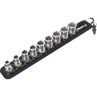 Wera Belt B 1 Juego de enchufes, Llave de tubo negro/Plateado, Juego de enchufes, 3/8", Métrico, 9 cabezal(es), 8,10,12,13,15,16,17,18,19 mm