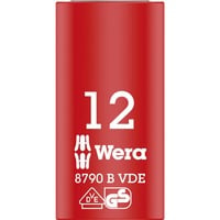 Wera Inserto de llave de vaso Zyklop VDE, 12mm, 3/8", Llave de tubo rojo/Amarillo