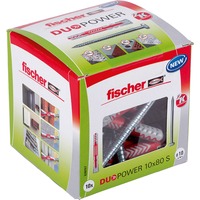 fischer DUOPOWER 10x80 S LD, Pasador gris claro/Rojo