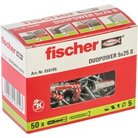 fischer DUOPOWER 5x25 S, Pasador gris claro/Rojo
