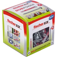 fischer DUOPOWER 6 x 50 S PH LD 50 pieza(s) 5 cm, Pasador gris claro/Rojo, Hormigón aireado autoclavado, Ladrillo, Concreto, Gypsum fibre board, Albañilería, Cartón yeso, Nylon, Gris, 6 mm, 5 cm, 6 mm