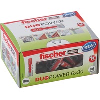 fischer DUOPOWER clavija 100 pieza(s) Alrededor, Pasador gris claro/Rojo, Alrededor, 3 cm, 6 mm, 4 cm, 100 pieza(s)