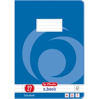 Herlitz 340273 libro de ejercicios, Cuaderno azul, Azul, Blanco, 32 hojas, Papel rayado, A4, 80 g/m², Papel