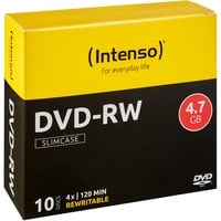 Intenso DVD-RW 4.7GB, 4x 4,7 GB 10 pieza(s), DVDs vírgenes 4x, DVD-RW, 120 mm, Caja de cd, 10 pieza(s), 4,7 GB