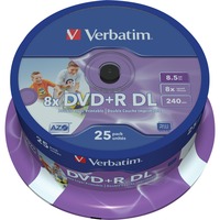 Verbatim 43667 DVD en blanco 8,5 GB DVD+R DL 25 pieza(s), DVDs vírgenes DVD+R DL, 120 mm, Imprimible, Eje, 25 pieza(s), 8,5 GB