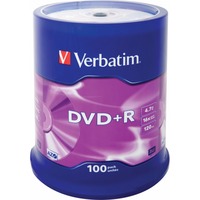Verbatim DVD+R Matt Silver 4,7 GB 100 pieza(s), DVDs vírgenes DVD+R, 120 mm, Eje, 100 pieza(s), 4,7 GB