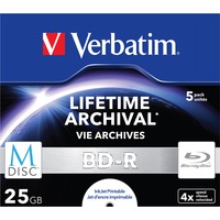 Verbatim M-Disc 4x BD-R 25 GB 5 pieza(s), Discos Blu-ray vírgenes 25 GB, BD-R, Caja de joyas, 5 pieza(s)