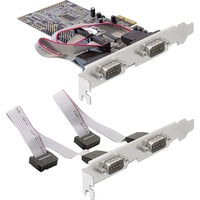 DeLOCK 4 x serial PCI Express card tarjeta y adaptador de interfaz, Tarjeta de interfaz PCIe, Plata, 0,2304 Mbit/s, Alámbrico, Windows 2000/XP/XP-64/Vista, Linux, MAC