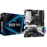 ASRock B550 Pro4 AMD B550 Zócalo AM4 ATX, Placa base negro/Plateado, AMD, Zócalo AM4, 3rd Generation AMD Ryzen™ 3, 3rd Generation AMD Ryzen 5, 3rd Generation AMD Ryzen™ 7, 3rd..., Zócalo AM4, DDR4-SDRAM, 128 GB