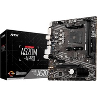 MSI A520M-A PRO placa base AMD A520 Zócalo AM4 micro ATX AMD, Zócalo AM4, AMD Ryzen 3 3rd Gen, 3rd Generation AMD Ryzen 5, 3rd Generation AMD Ryzen 7, 3rd Generation AMD..., DDR4-SDRAM, 64 GB, DIMM