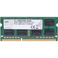 G.Skill 4GB DDR3-1600 módulo de memoria 1 x 4 GB 1600 MHz, Memoria RAM 4 GB, 1 x 4 GB, DDR3, 1600 MHz, 204-pin SO-DIMM