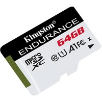 Kingston High Endurance 64 GB MicroSD UHS-I Clase 10, Tarjeta de memoria blanco/Negro, 64 GB, MicroSD, Clase 10, UHS-I, 95 MB/s, 30 MB/s