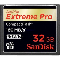 SanDisk 32GB Extreme Pro CF 160MB/s CompactFlash, Tarjeta de memoria negro, 32 GB, CompactFlash, 160 MB/s, 150 MB/s, Multicolor