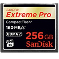 SanDisk Extreme PRO, 256GB CompactFlash, Tarjeta de memoria 256GB, 256 GB, CompactFlash, 160 MB/s, 140 MB/s, Negro