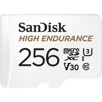 SanDisk High Endurance 256 GB MicroSDXC UHS-I Clase 10, Tarjeta de memoria blanco, 256 GB, MicroSDXC, Clase 10, UHS-I, 100 MB/s, 40 MB/s