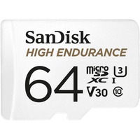 SanDisk High Endurance 64 GB MicroSDXC UHS-I Clase 10, Tarjeta de memoria blanco, 64 GB, MicroSDXC, Clase 10, UHS-I, 100 MB/s, 40 MB/s