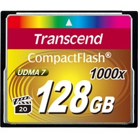 Transcend 1000x CompactFlash 128GB MLC, Tarjeta de memoria negro, 128 GB, CompactFlash, MLC, 160 MB/s, 120 MB/s, Negro